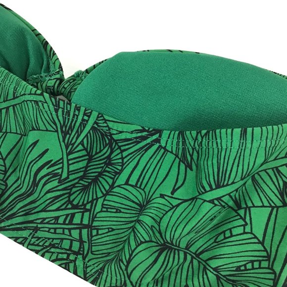 Cabana Del Sol GreenLeaf Print Green 2 Pc Halter Swim NWOT - Picture 8 of 10